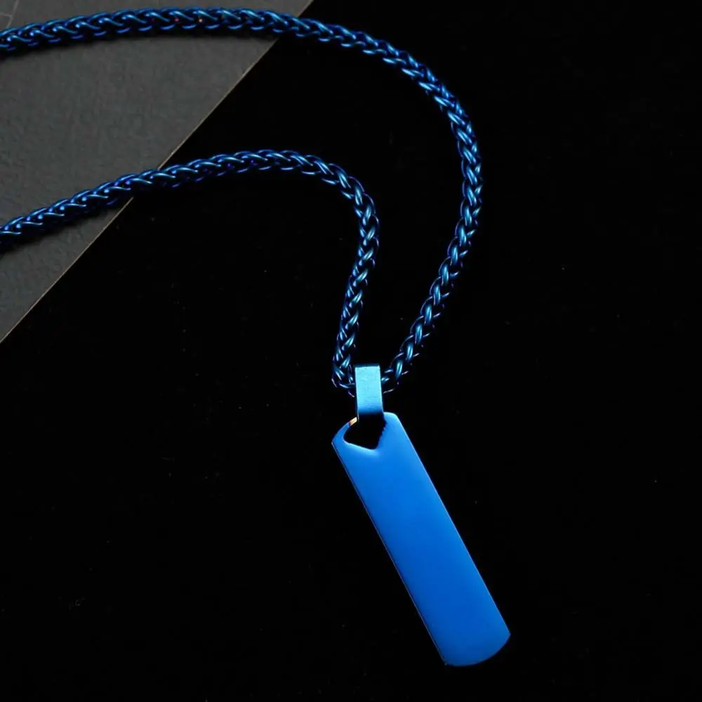 

Clavicle Chains Men Pendant Necklace Black Silver Color Korean Style Rectangle Bar Necklace Choker Fashion Jewelry