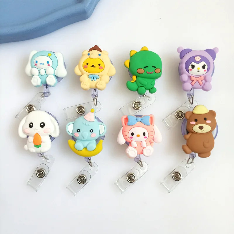 2023 New Design 1 Piece High Quality Silicone Retractable Anime Nurse  Badge Reel Cute Animal ID Card Holder Keychains Lanyard