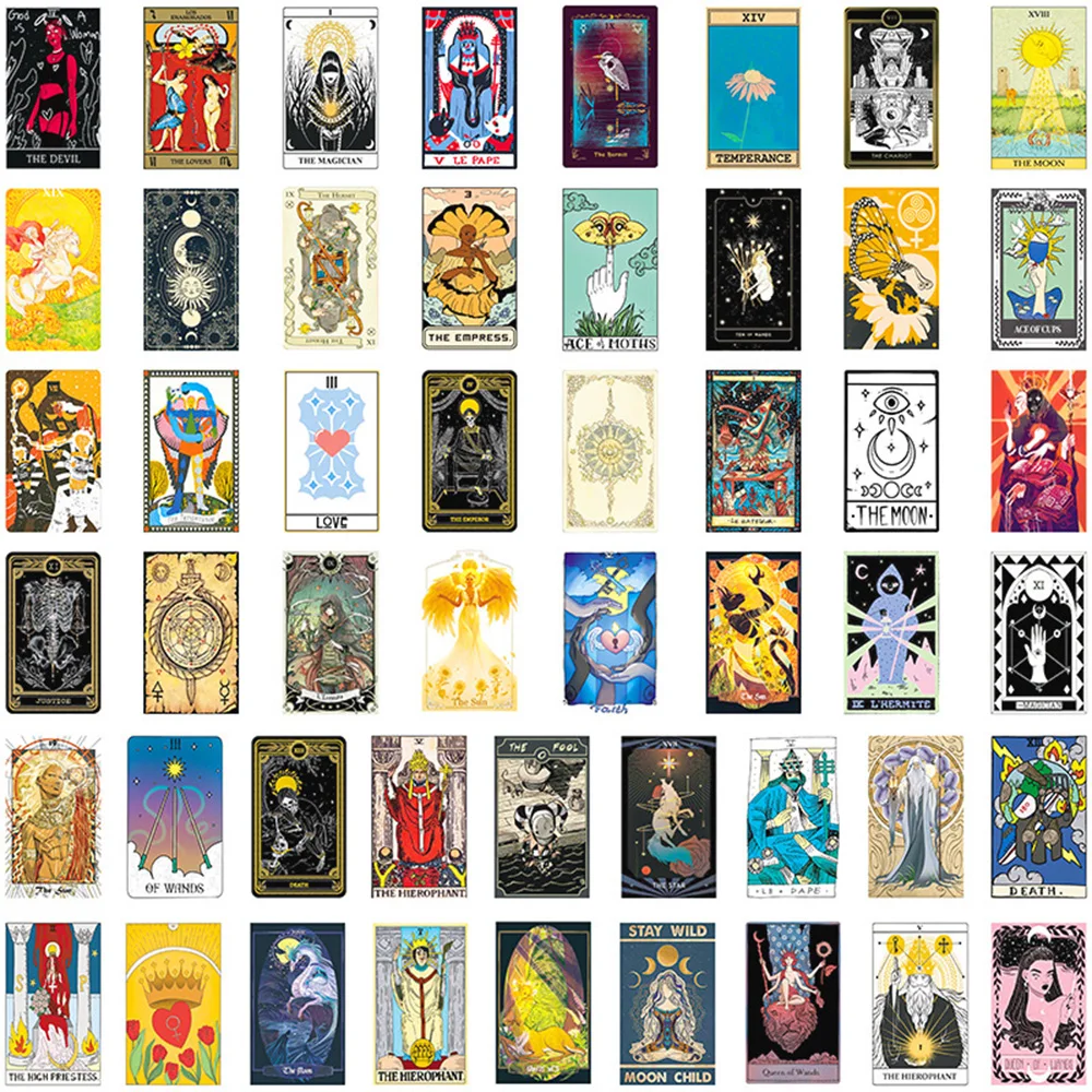 10/30/50pcs Tarot Card Fortune-telling Stickers for Notebook Laptop Skateboard Tablet Waterproof Graffiti Kids Sticker Decal Toy