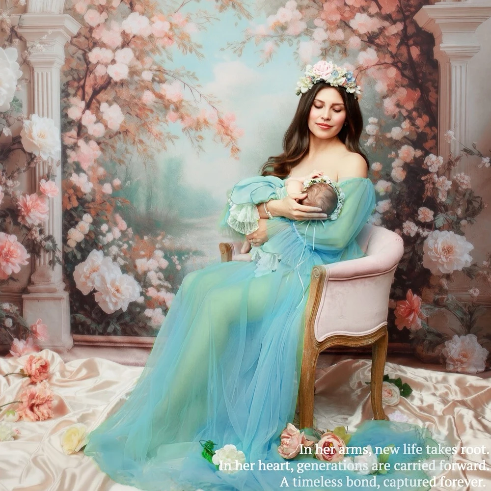 Maternity Dresses For Baby Showers Elegant Chiffon One Shoulder Bubble Sleeve Dress Photography Dress For Pregnant Women