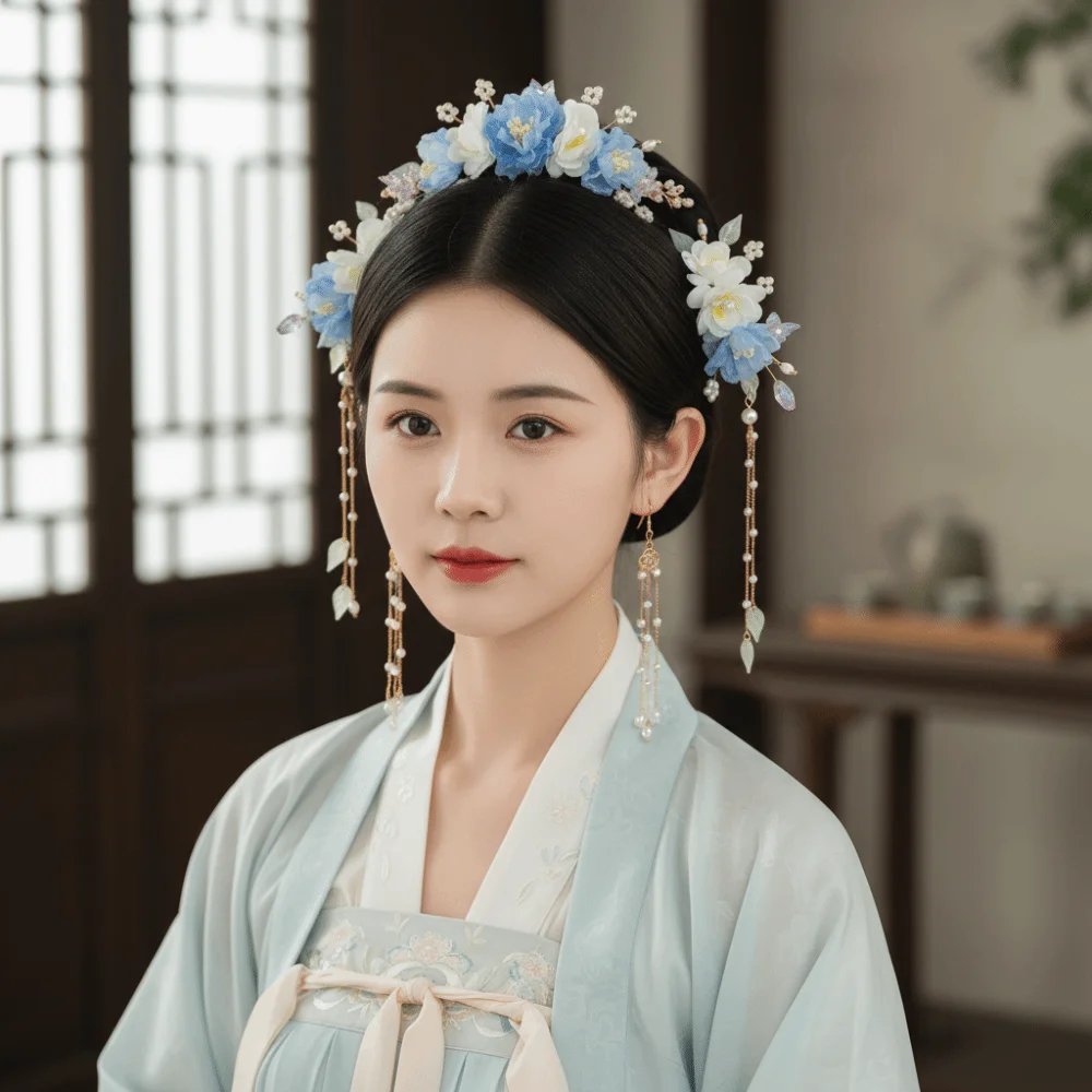 

Tassel Chinese Style Hairpin Set Pearl Earring Hanfu Hair Stick Alloy Hair Chopstick Flower Hair Comb Hairstyle Design Tool