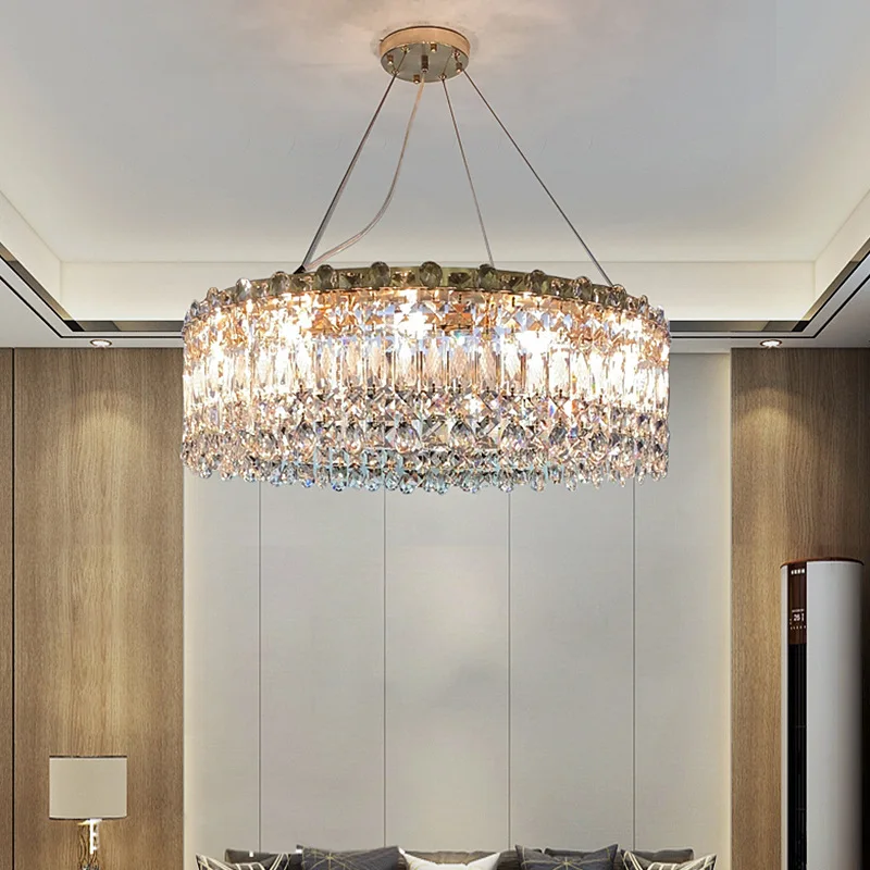 Plafonnier LED suspendu en cristal au design moderne, éclairage d'intérieur, luminaire décoratif de plafond, idéal pour un salon, 2024