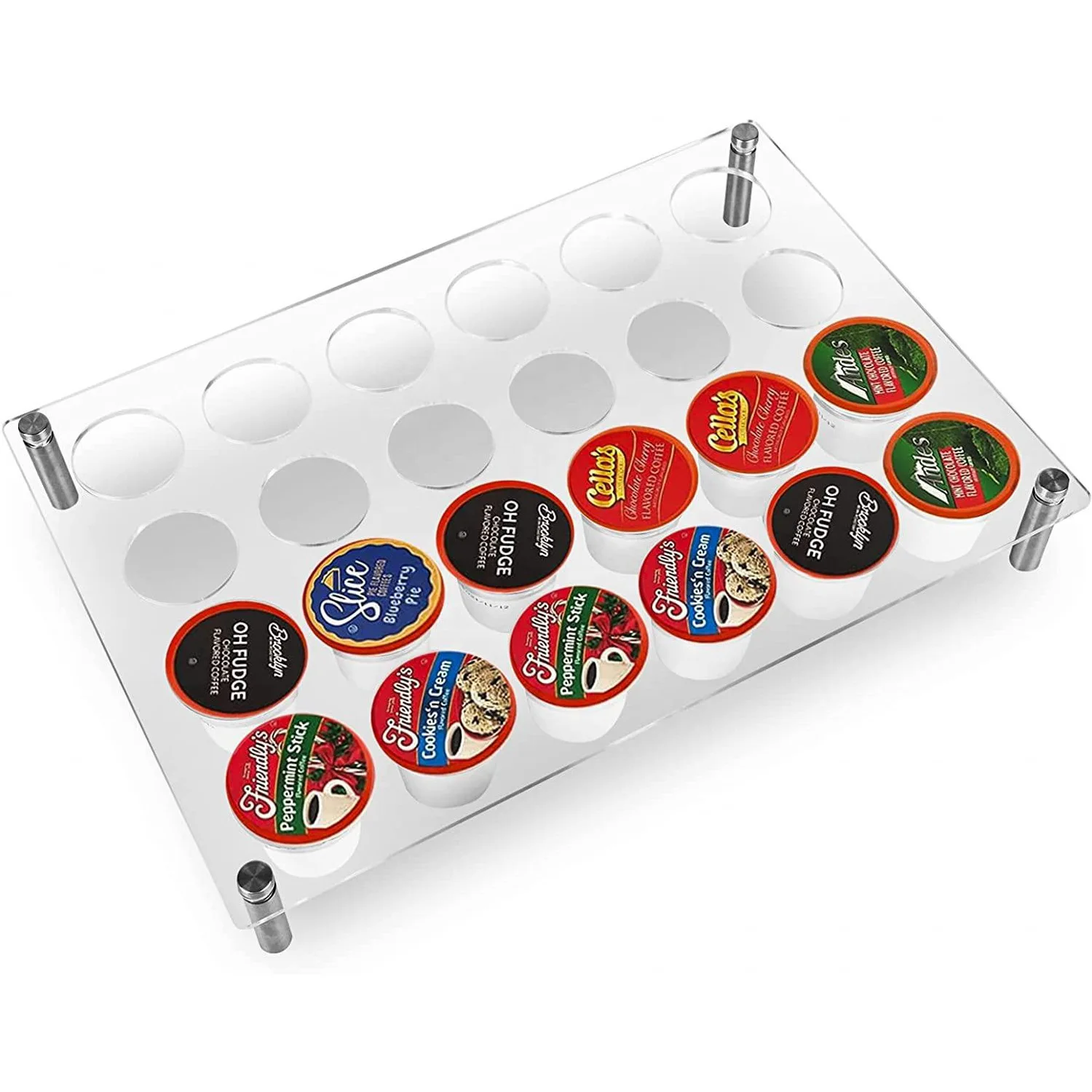 

Flat Table 24 Holes Acrylic Coffee Bag Holder Capsule Coffee Display Rack Storage Rack Coffee k Cup Storage Tray Holder