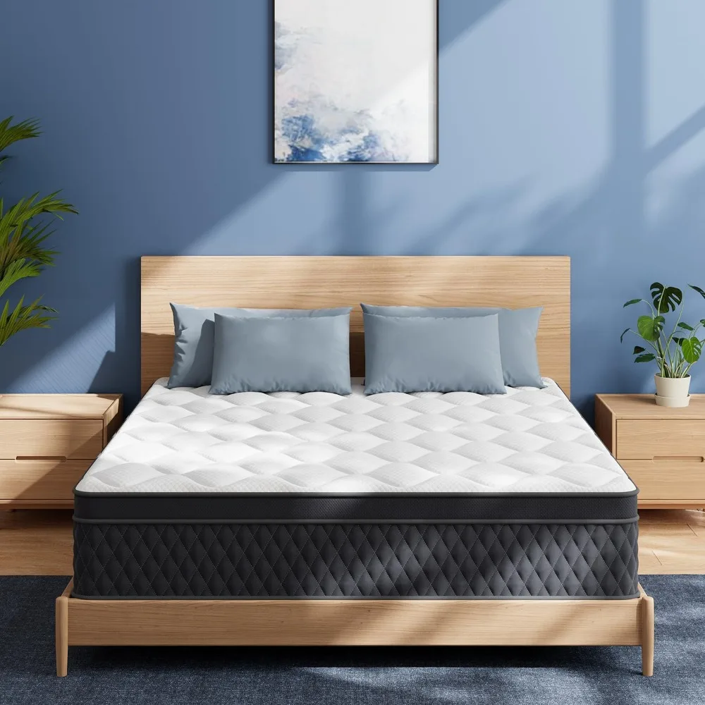 

Queen Size Mattress, 12 Inch Memory Foam Hybrid Mattress, Pressure Relieving Bed in a Box, Individual Pocket Springs for Motion