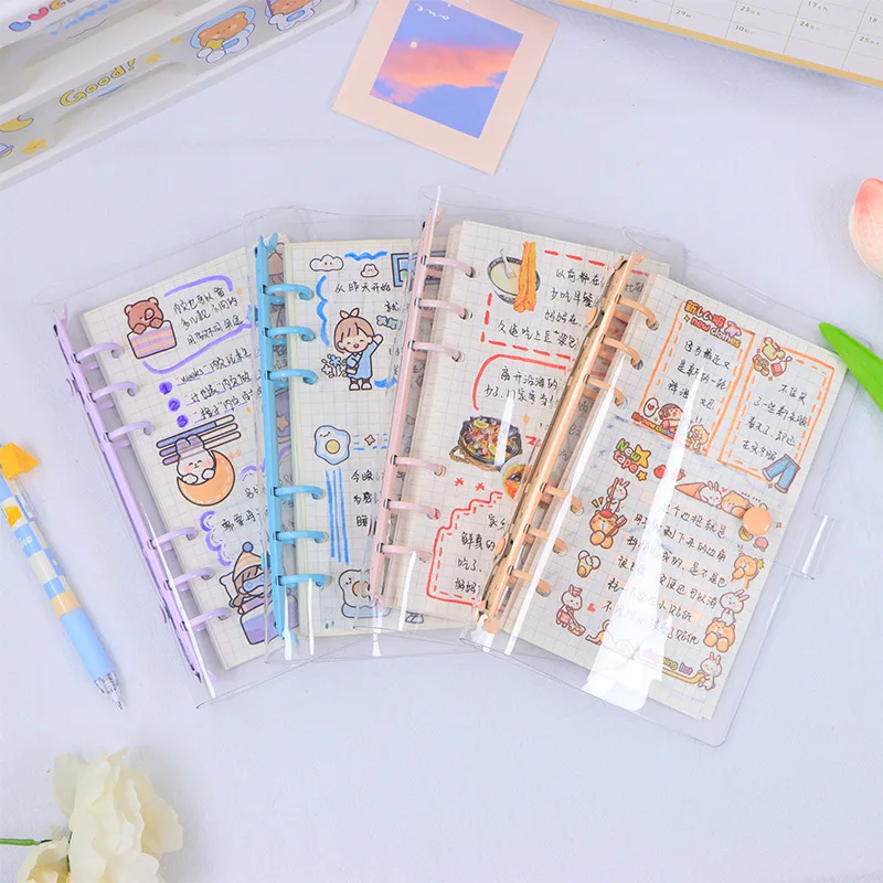 A6/A5 Pink Blue Purple Binder Notebook Cover & Photo Sticker Collect Book Diary Agenda Planner Paper School Stationery