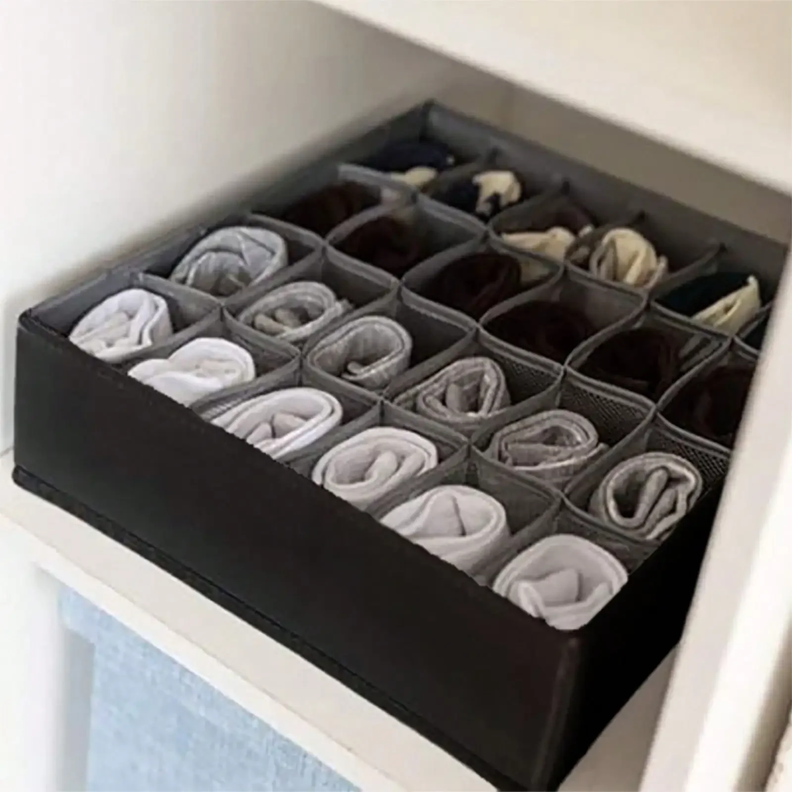 Foldable Storage Cubes Drawer Underwear Organizer Dividers，Organizer 24-Cell Fabric Storage Boxes for under Lingerie,Socks