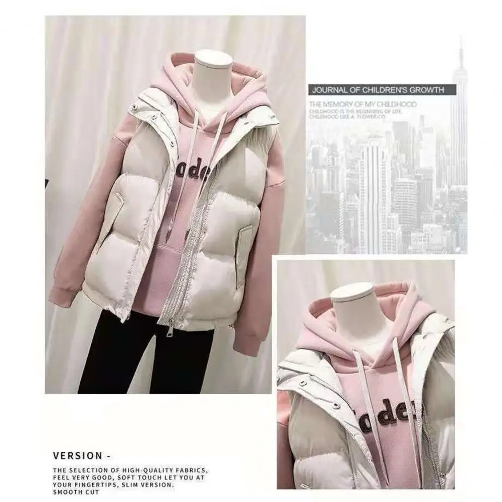 Cozy Women Quilted Vest Women's Winter Padded Vest with Zipper Closure Stand-up Collar Sleeveless Outdoor Down Coat for Heat