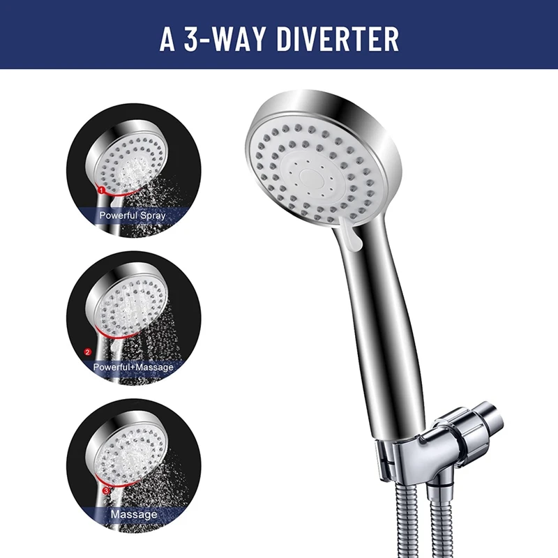 Shower Heads, High Pressure Rainfall And Handheld Shower Head Combo, 3 Mode Detachable Dual Shower Head For Bath