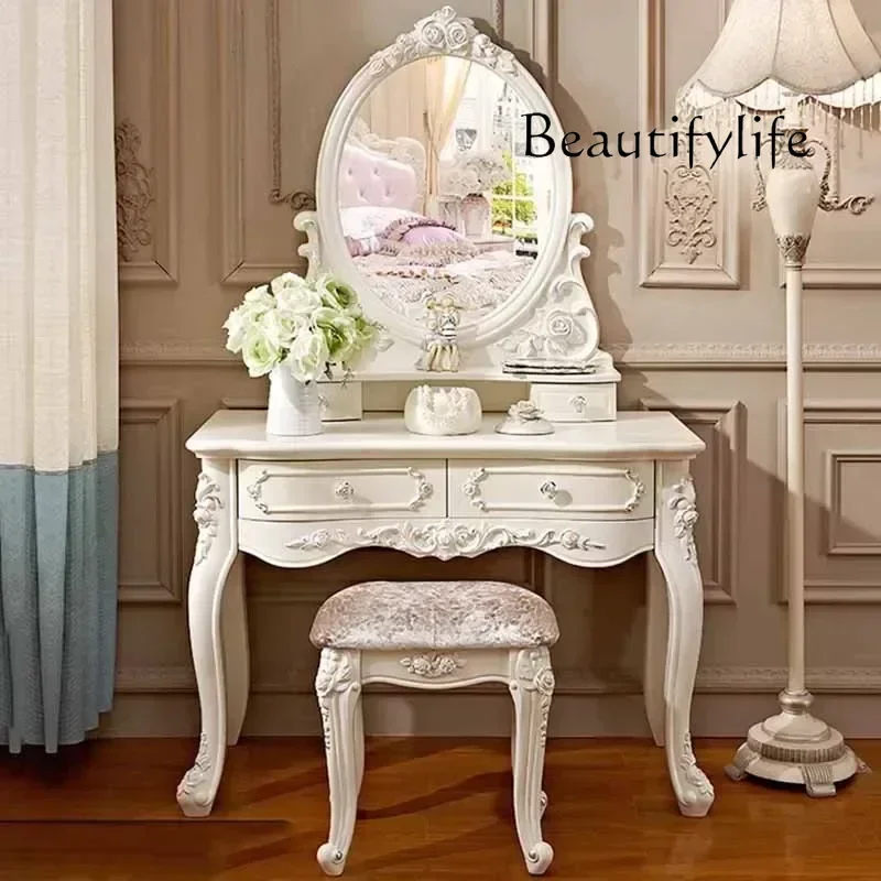 

Q M Mirror Luxury Dresser Eithe Bedroom Stool Living Room Storage Dressing Table Makeup White Women Comoda Pra Quarto Furniture