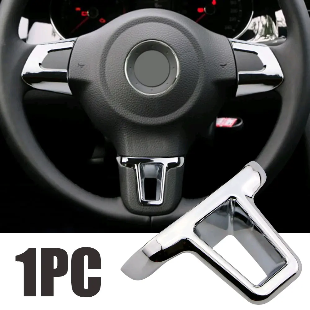 1Pc Car Interior Steering Wheel Chrome Cover Insert Trim for VW 2009-2013 Golf 6 Mk6 Bora 2011-2014 Polo Jetta Eos Touran Caddy