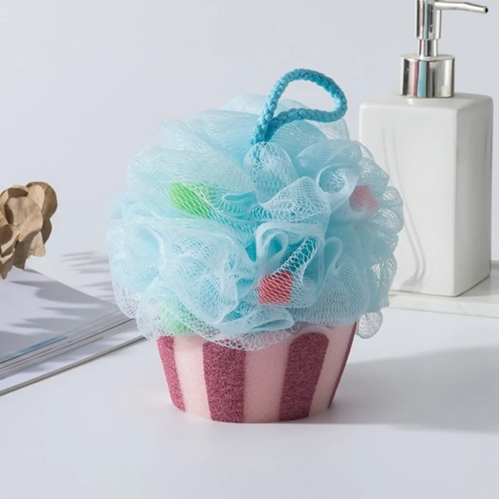 Soft Cartoon Shape Bath Bubble Ball Ice Cream Design Hanging Loop Foaming Sponge Simulation Cake Body Skin Cleaner Shower Use