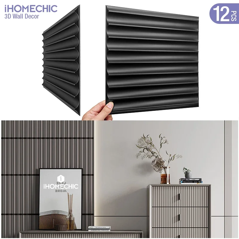 12pcs 30x30cm 3D Wall Panel Venetian blinds mouldings Living Room TV Background Decal Tile Mold 3D wall sticker bathroom kitchen