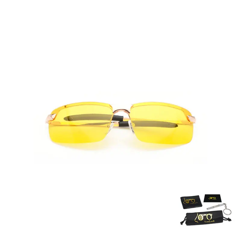 Night Viewer Yellow Lens Women Polarized Sunglasses For Men Rimless Frame Outdoor Female Sports Glasses Night Vision