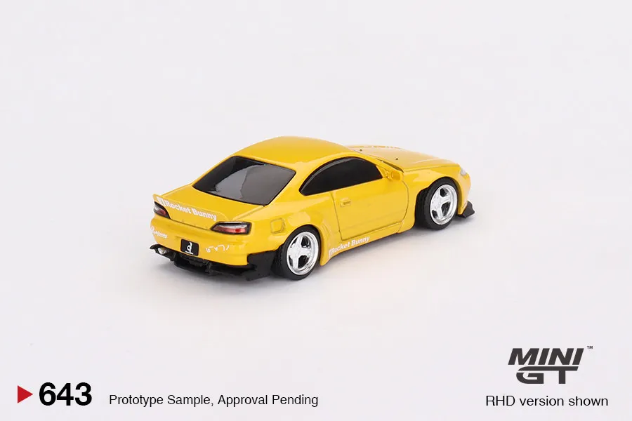 Diecast MINIGT 1:64 Scale Silvia S15 Rocket Rabbit Yellow Alloy Car Model
