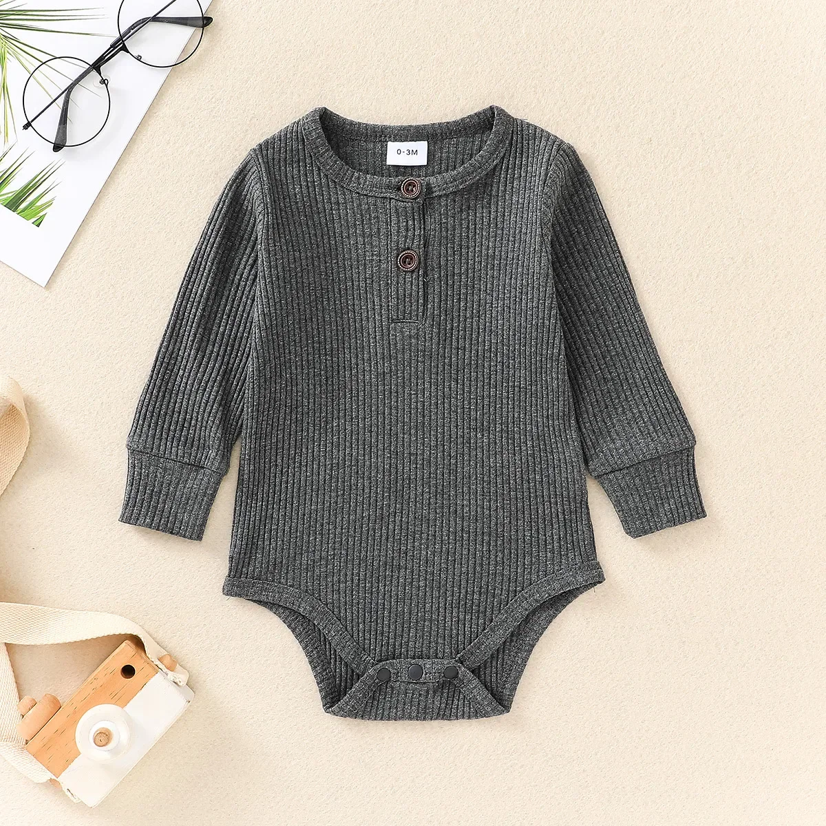 Baby Wrap Solid Color Long Sleeve Baby Infant Bodysuit Crawling Suit Newborn Clothes Huggies