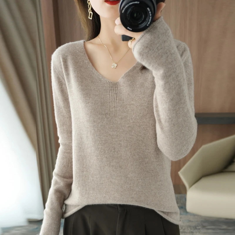 2024 Merino wool cashmere sweater women's pullover long sleeved winter knitted sweater thermal insulation high-quality pullover