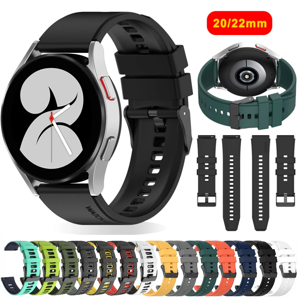 

New 22 20mm Silicone Strap For Samsung Galaxy Watch 4/5 44mm 40mm/Classic/3/5 Pro 45mm Sport Bracelet Samsung Watch 42 46mm Band