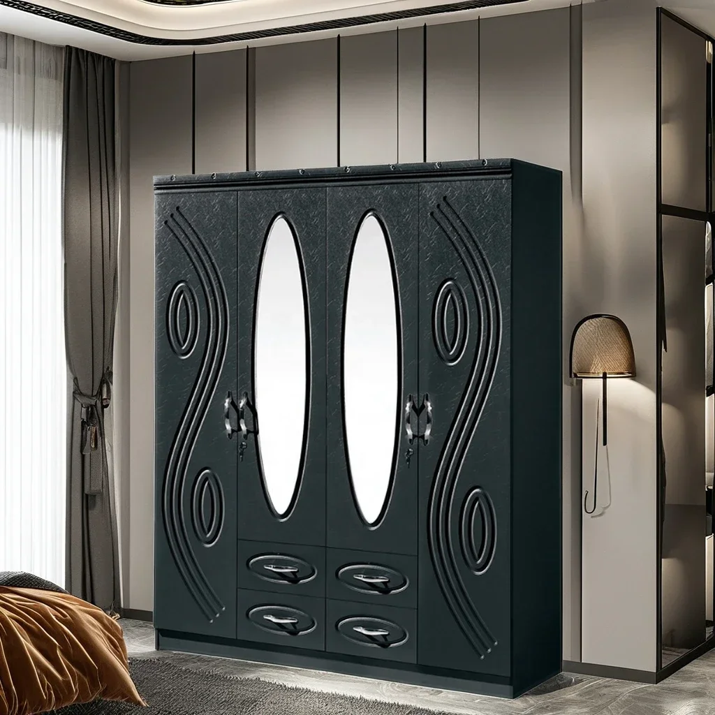 Custom multi-color bedroom wardrobe cloth mdf wardrobe  2/3/4 door storage closet with mirrors wardrobe accessories