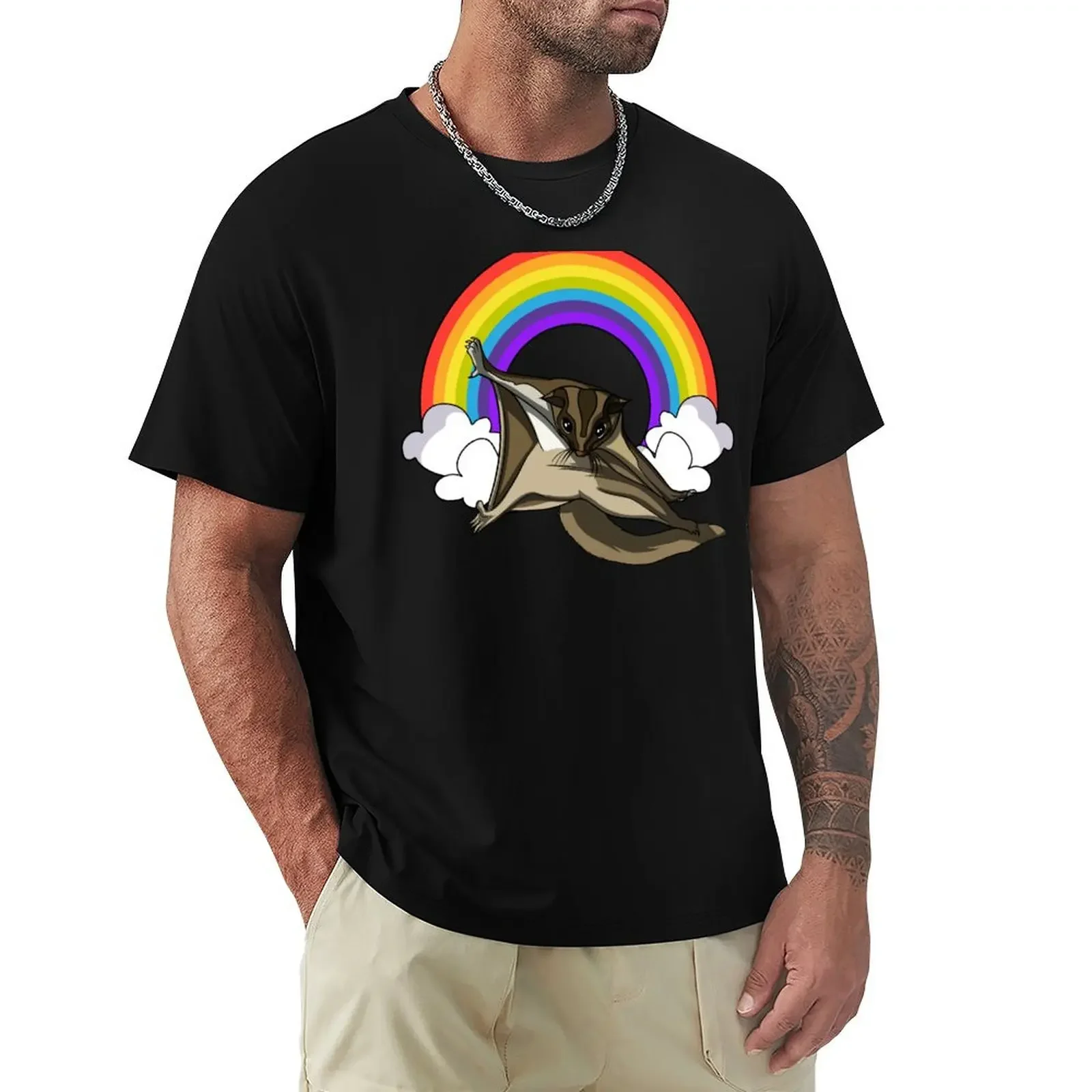 Sugar Glider Rainbow T-Shirt customizeds sports fans blacks mens vintage t shirts