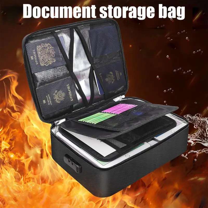Fireproof Box For Documents Expanding File Folder Organizer Important Document Storage With Pockets For Laptop Files