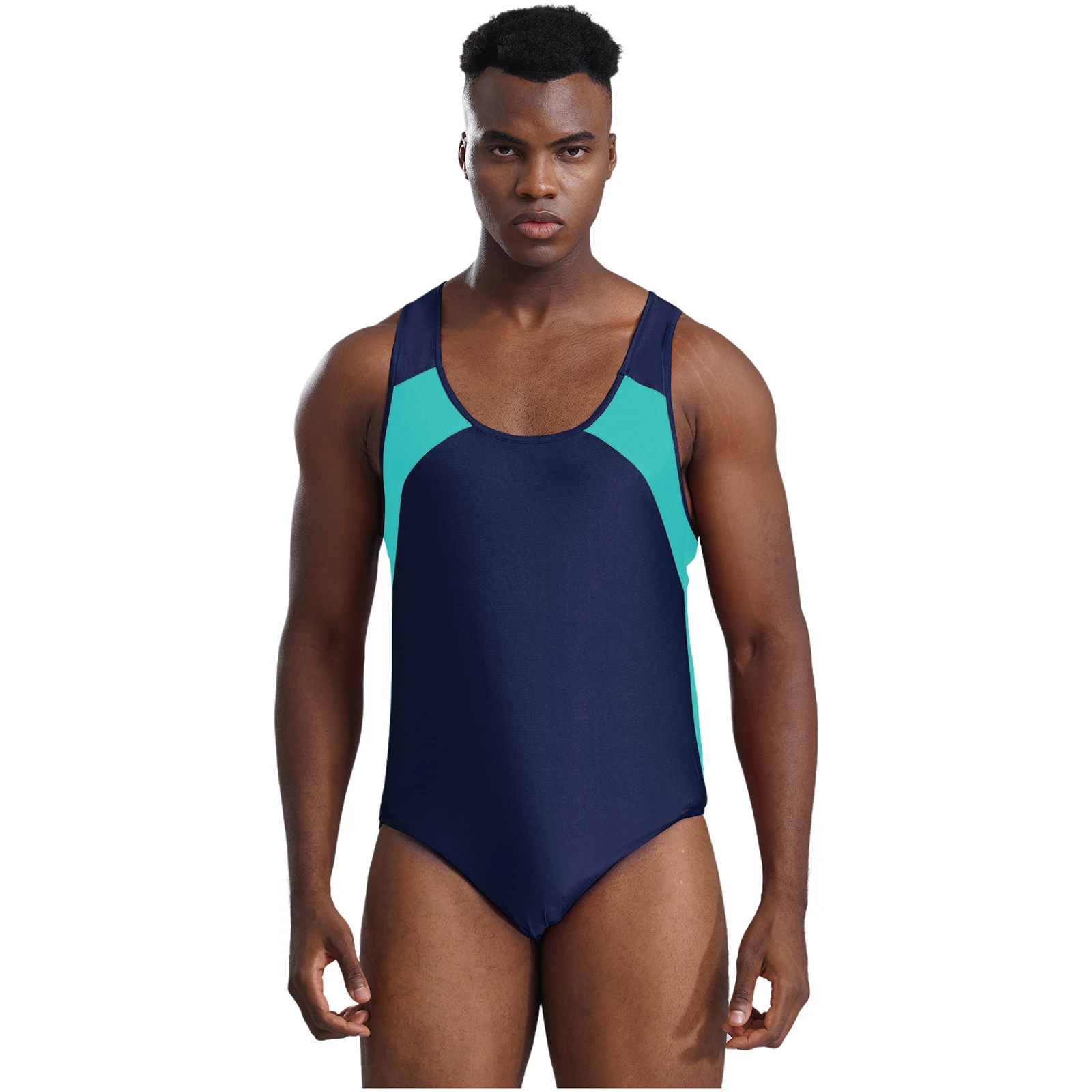 

One Piece Men Sleeveless Swimsuit Jumping Bodysuit Wrestling Singlet Leotard Shapewear Jockstrap Gymnastic Fitness Jumpsuit