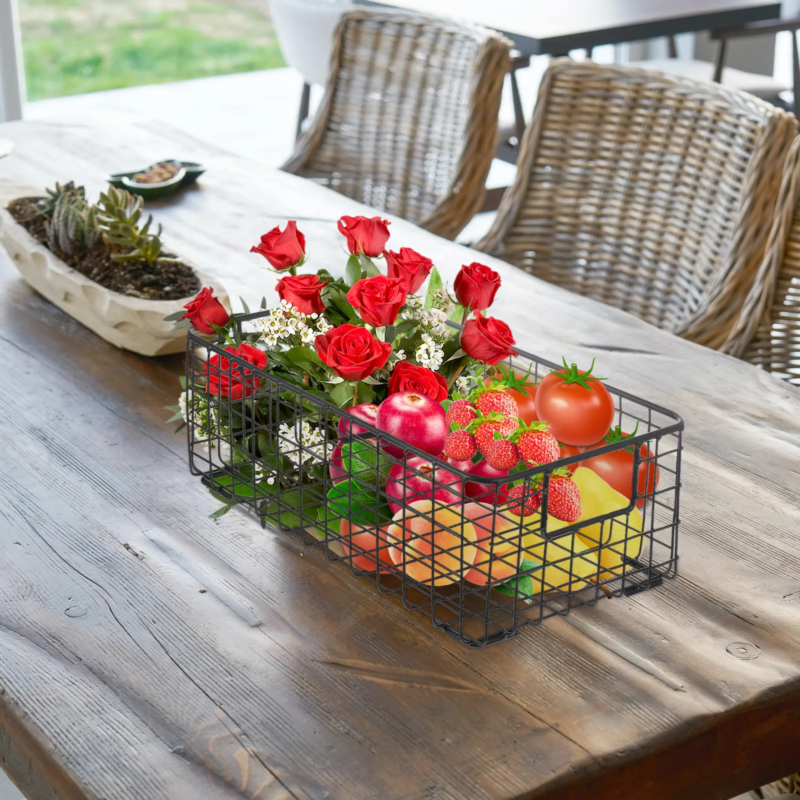 

Корзина для хранения 1 шт., органайзер для фруктов, кухонный контейнер для закусок, фруктов, овощей, дренажная корзина, декоративная, для домашнего использования