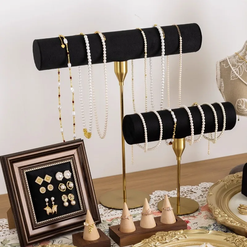 نافذة عرض المجوهرات يعرض موقف مجوهرات خشبية المنظم رف كبير سوار قلادة حامل سيدة القرط قلادة الرف