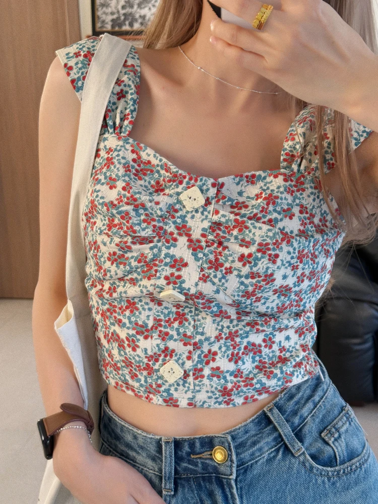 

Винтажный топ-жилет Jophond Lou с цветочным принтом, женский, летний, модный, из полиэстера