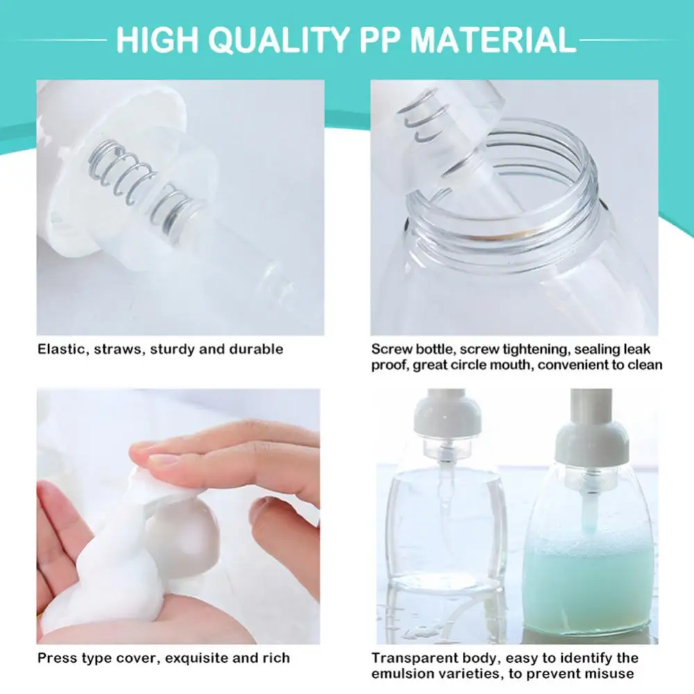 Empty Foaming Soap Dispenser 250ml Clear Travel Refillable Shampoo Lotion Foaming Pump Bottle Soap Dispenser Bathroom Accessory