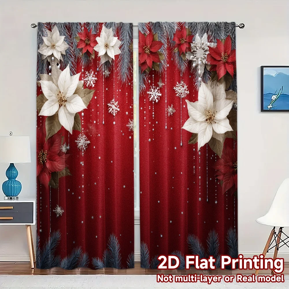 2D Flat Printing,JIT 2pcs, Curtains (Without Rod) Festive Curtains Modern Curtains&Window Treatment Prints Light Filtering