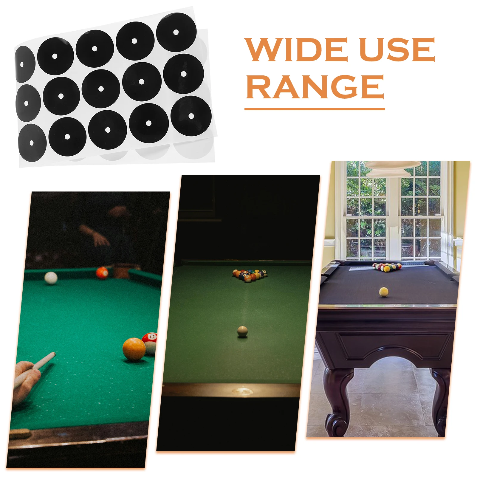 

Billiards Positioning Stickers Pool Table Marker Dots Black White 8 Ball Spots Self Adhesive Durable Precise Cutting Long