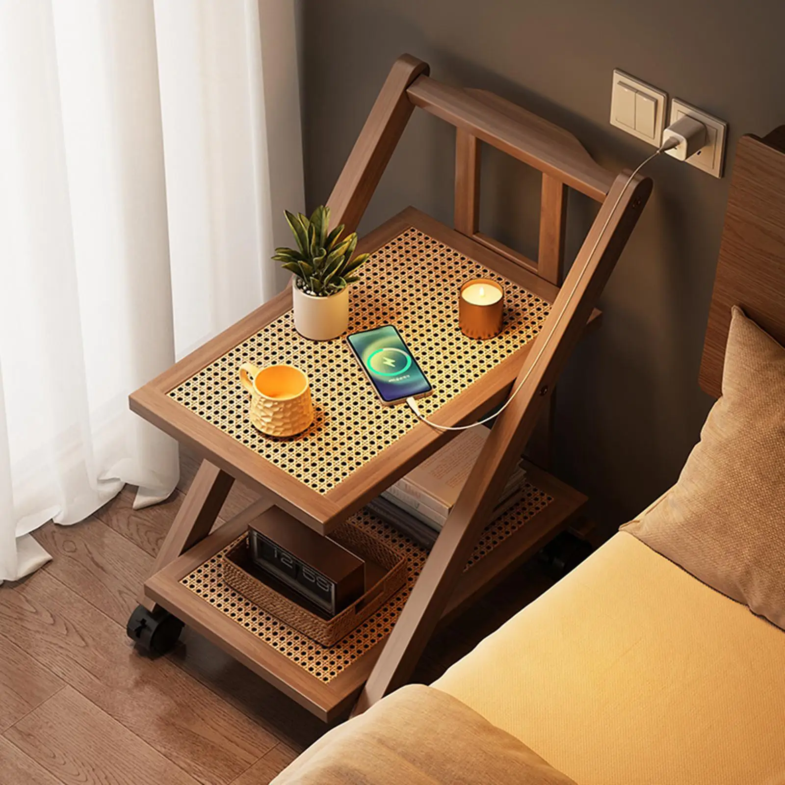 Rolling Utility Cart Coffee Table for Small Space Versatile Stylish Practical Portable Organizer Shelf for Bar Kitchen Office