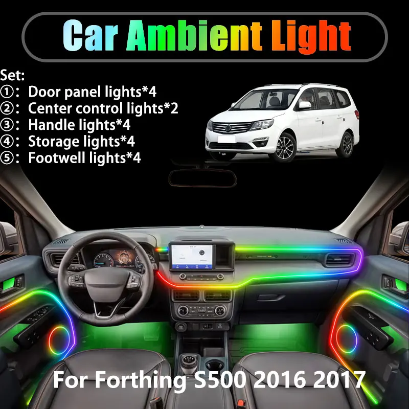 

Для Forthing S500 2016 2017 Dongfeng 2/18 в 1, автомобильное окружающее освещение, светодиодный багажник, внутренние светодиодные фонари, USB RGB, ансамбль, стример, авто
