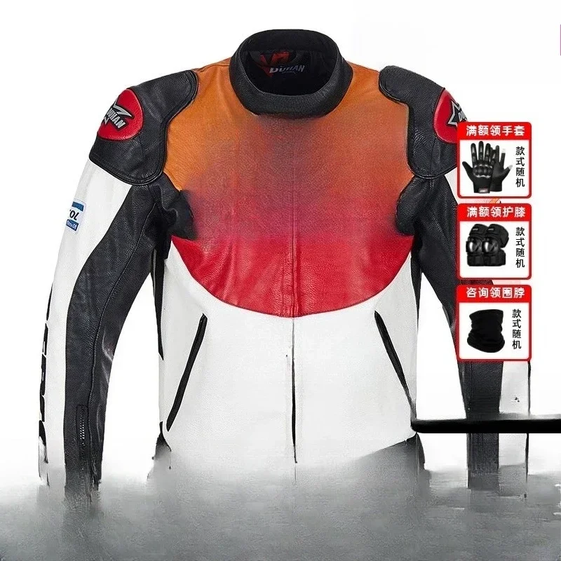 Racing Suit Universal Motorcycle Rider Autumn and Winter Cycling Suit PU Locomotive Leather Jacket Men