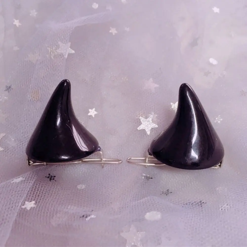 Vestido de Color caramelo, accesorio estéreo para el cabello elegante, pasador, horquilla doble, Clip para el cabello para mujer, Cosplay de Halloween, Clip para la oreja de cuerno del diablo