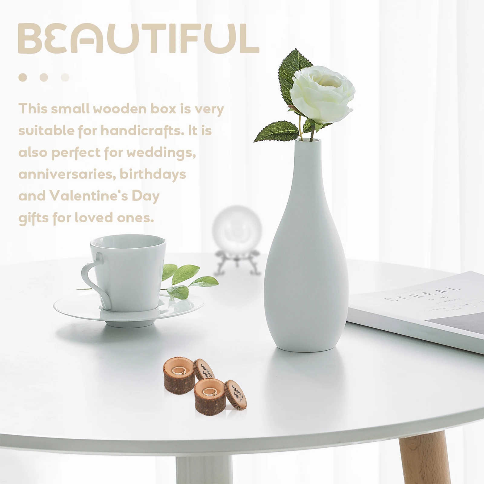 

1pc Wooden Ring Gift Jewelry Organizer High-Quality Jewelry Storage Case Earring Ring Necklace Organizer Wedding Gift Decoration