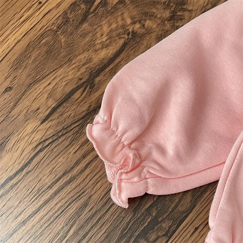 Spring Fall Baby Infant Girl Baby Girl Skirt Hem Pullover Terry Sweatshirt Short Top
