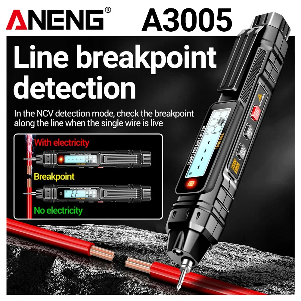 ANENG A3002/A3003/A3004/A3005/A3009 4000/6000 Count Pen Type Meter Multimeters Sensor Pocket Black Pen Style Test True RMS Tools