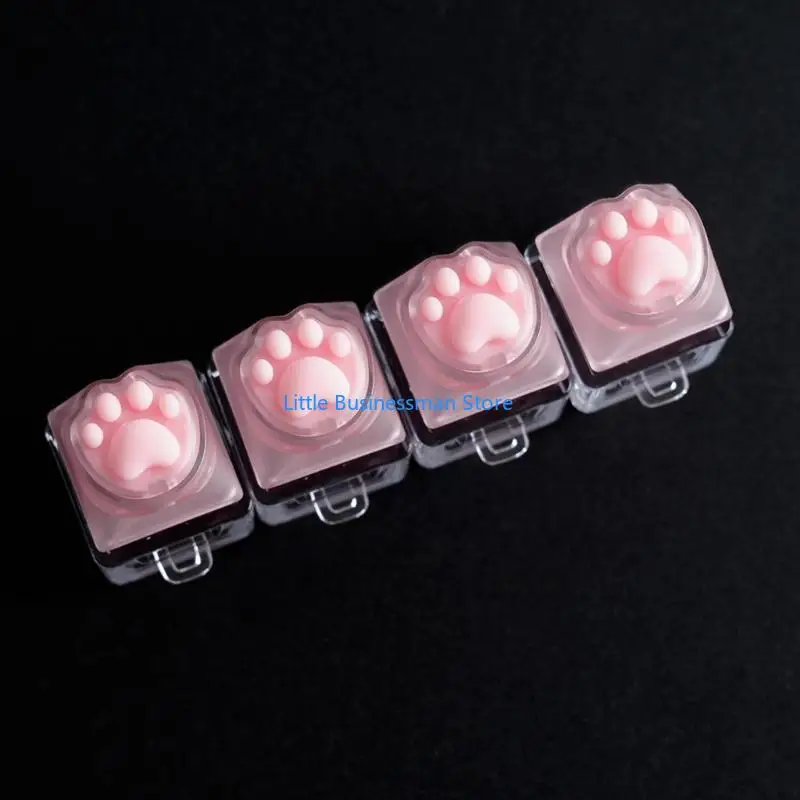 Dekoratives Tastaturtasten-Set, 4-teilig, durchsichtiger Tastenkappen-Stil mit Katzenpfoten-Aufdruck, für tägliche Tippbereiche – Detail 10