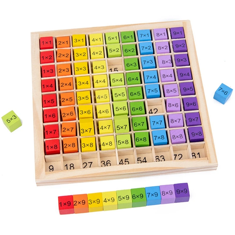 Juguetes Educativos Montessori de madera para niños y bebés, tabla de multiplicación, aritmética de matemáticas, material didáctico, 99 unidades