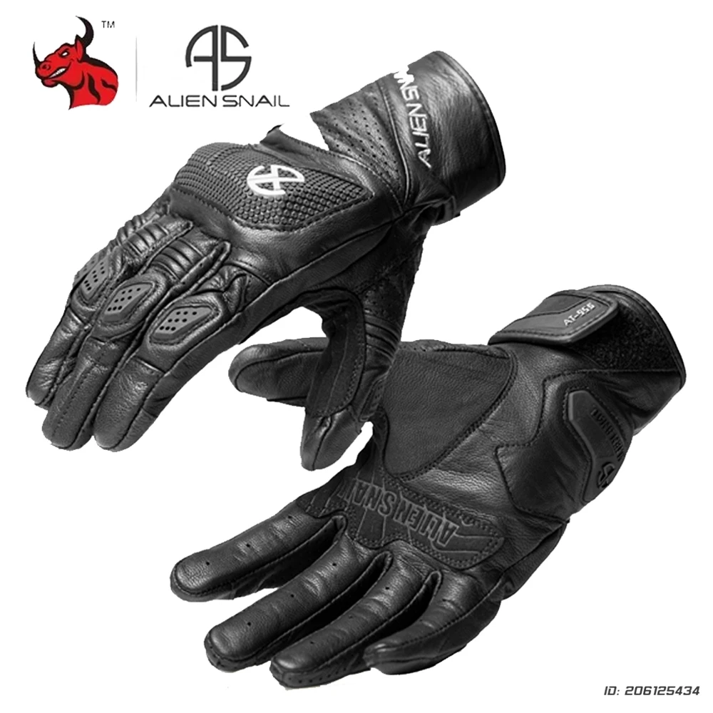 

Summer Retro Perforated Leather Motorcycle Gloves Touch Screen Breathable Full Finger Motorbike Racing Protective Leather Gloves