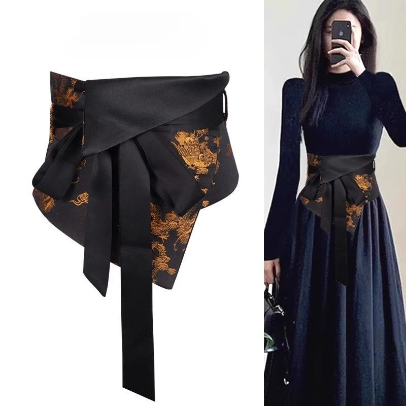 

Vintage Embroidery Corset Belt for Women Waist Cincher for Dresses Shirt Floral Lace-up Clothing Accessory