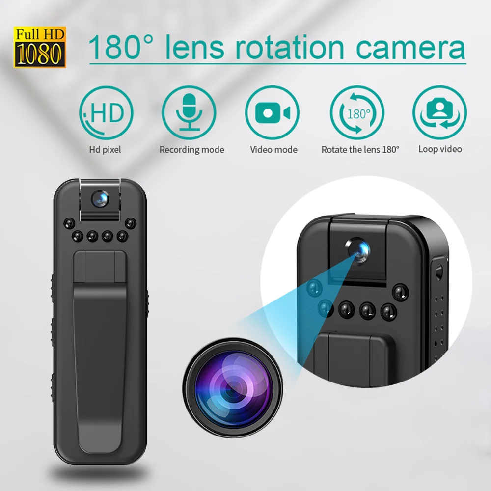 Mini Camera HD 1080P Portable Small Digital Video Recorder Police Body Cam Law Enforcement Recorder Cam Bike Camcorder