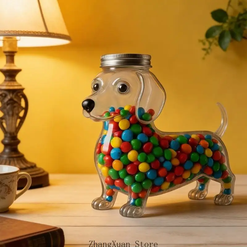 Heat Resistant Borosilicate Glass Pet Treat Container With Charm Dachshund Appearance 3XUF