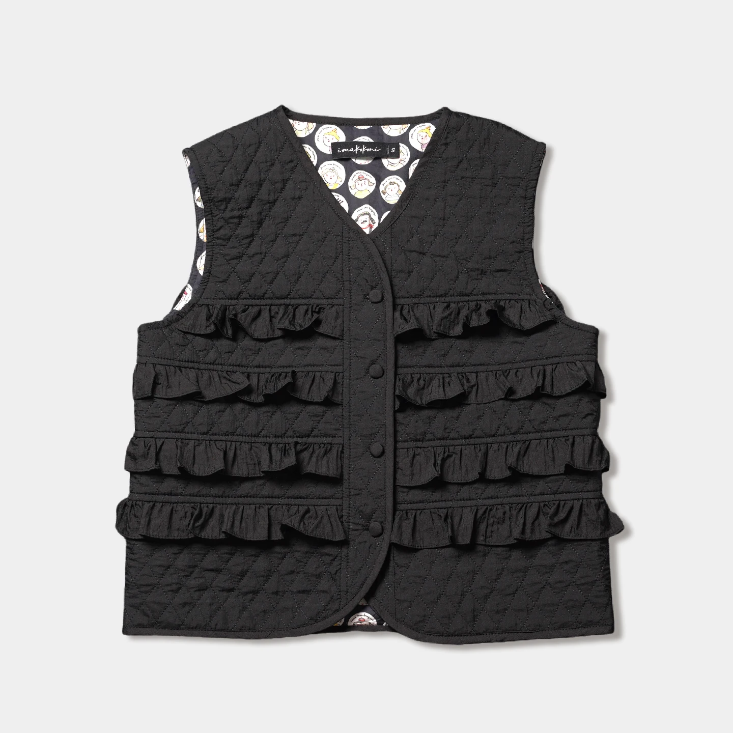 Black vest, imakokoni autumn/winter original new style, artistic design, three-dimensional lace trim casual vest for women255324
