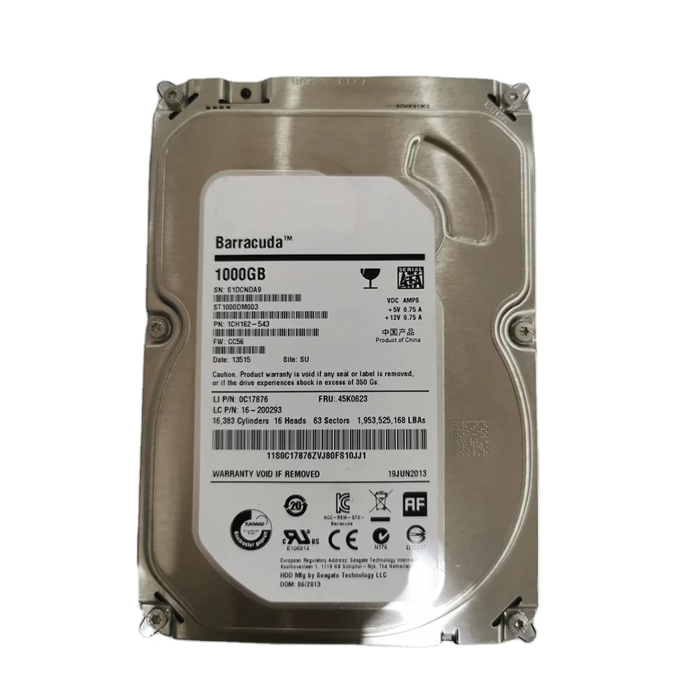 

1TB SATA 7.2K 3.5 '' 6TFN1 HDD WN524 ST1000DM003 WUH721414ALE6L4 HC530 ST16000NM010G 0CNXPV Enterprise Level Hard Drive For Dell