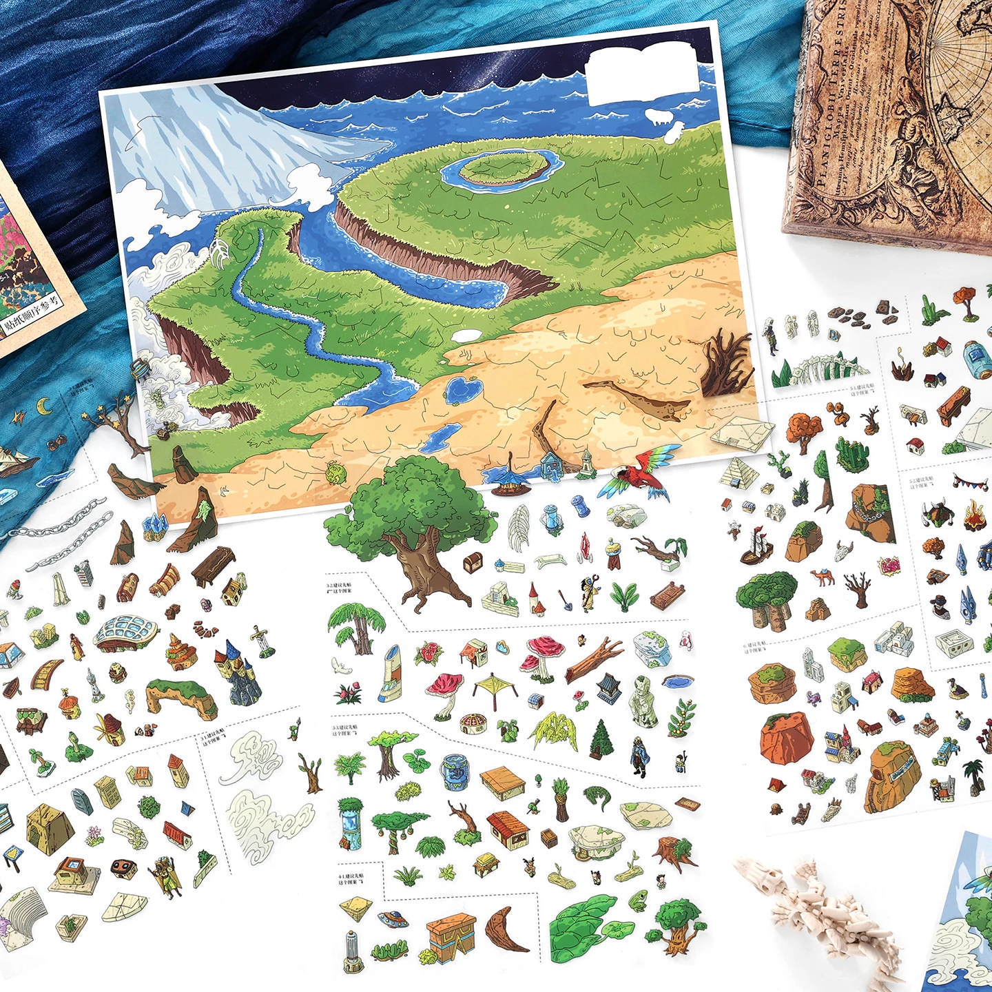 JIANQI Kawaii leisure suite 3D Home Diary Landscape Sticker DIY Pocket Cabin Scene Christmas gifts ﻿
