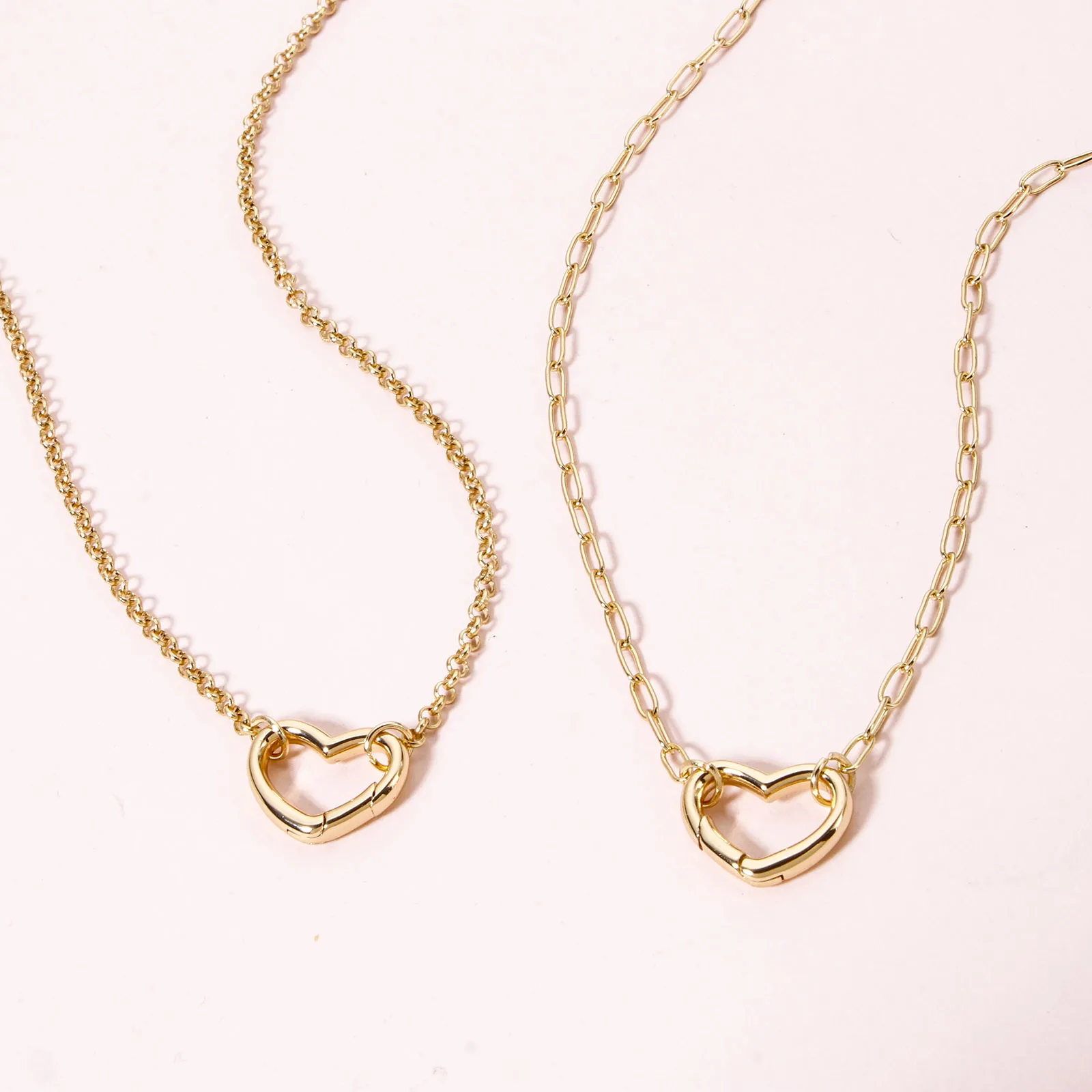 1 Piece Brass Link Chain Necklace 18K Gold Plated With Heart Round Spring Ring Clasp For Women Men Jewelry Necklaces Gifts - Image 6