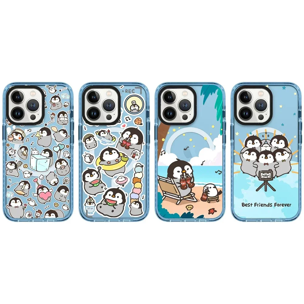 

Cute Penguin 2.0 Acrylic Black Border Magnetic Phone Case Cover for IPhone 12 13 14 15 16 Pro Max Case