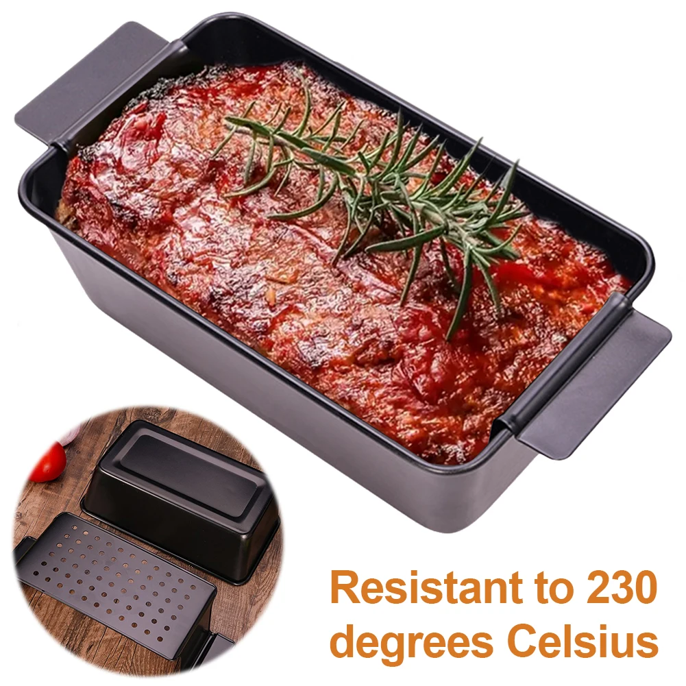 

Non Stick Meatloaf Pan W/ Detachable Drain Tray for Baked Loaves (Black)